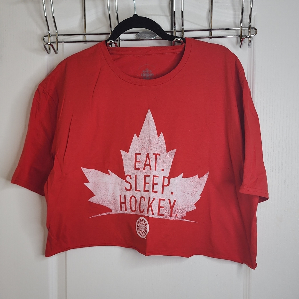 Woman's Eat Sleep Hockey Crop Tee